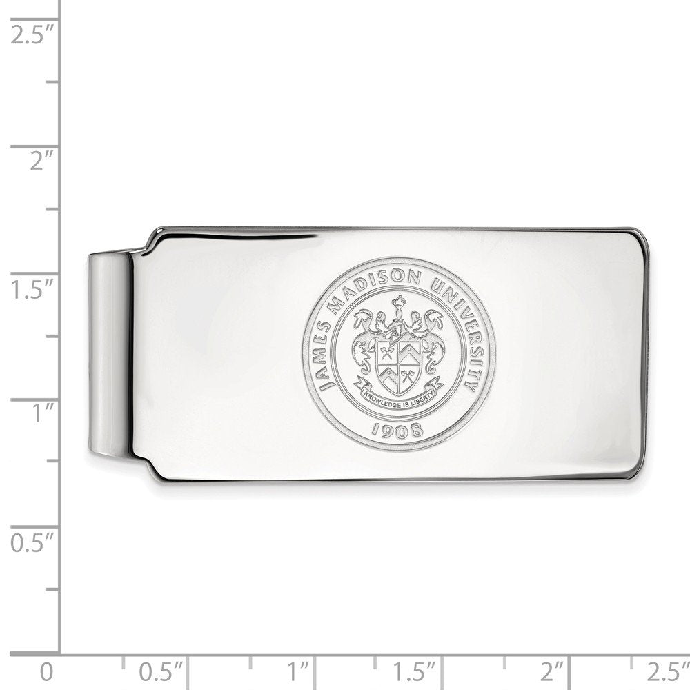 Sterling Silver LogoArt Official Licensed Collegiate James Madison University (JMU) Money Clip Crest