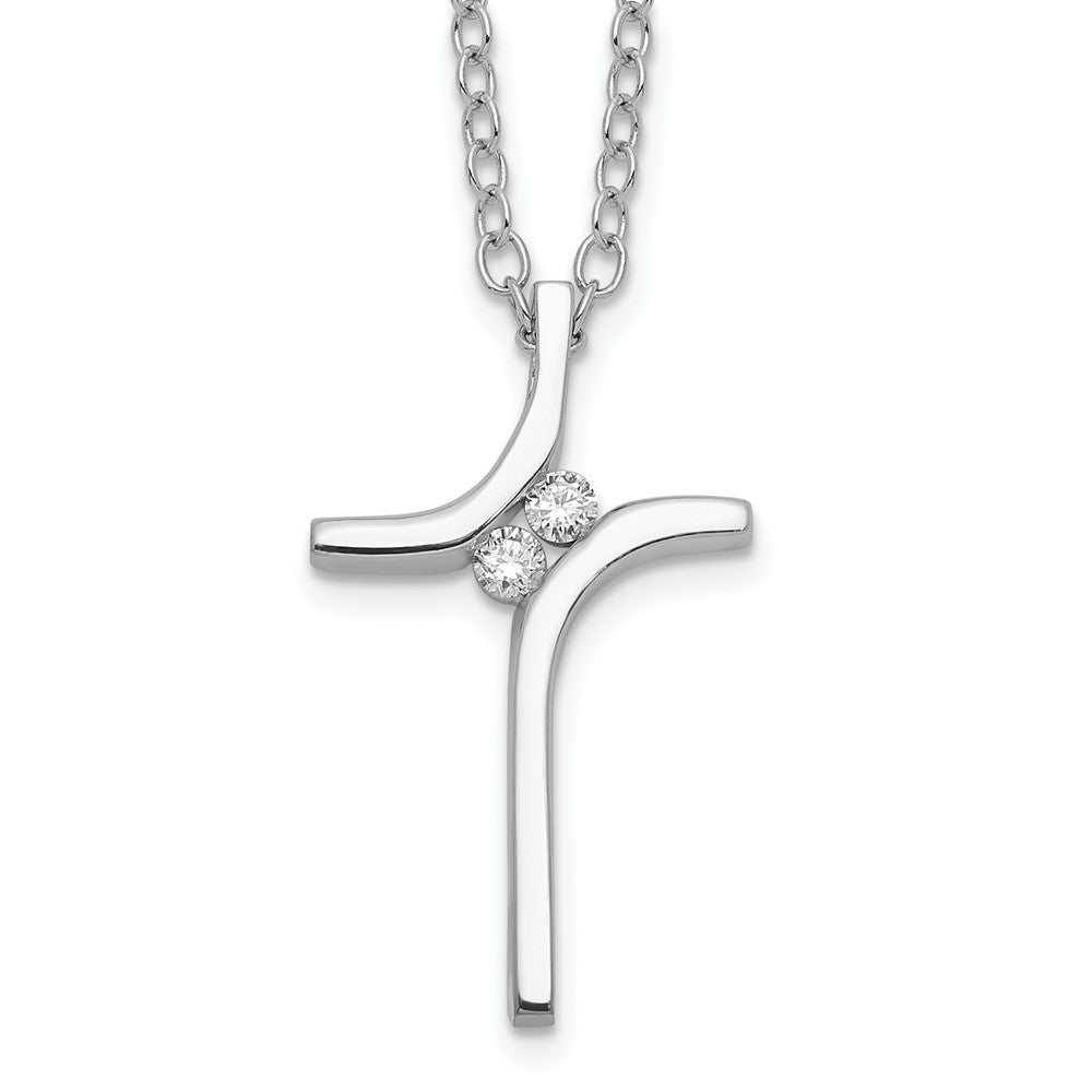 10K Cross w/Diamonds Necklace 2 - .02 RD DIAS. - Dia:F45