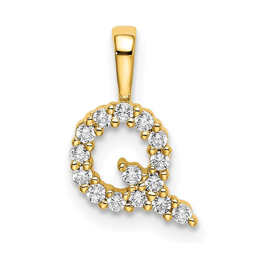 14k 1/6 carat Lab Grown Diamond VS/SI+ G+ Letter Q Initial Pendant