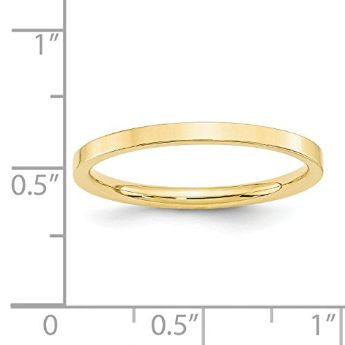 10k Yellow Gold 2mm Standard Weight Flat Comfort Fit Wedding Band Size 13