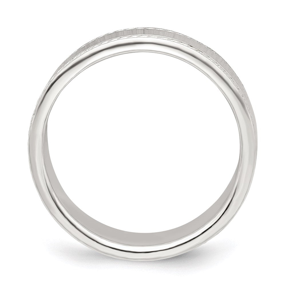 Sterling Silver 6mm Flat with Rope Edge Size 6 Band