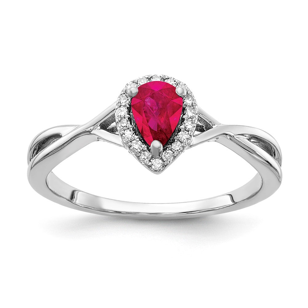 10k White Gold Ruby & Diamond Ring