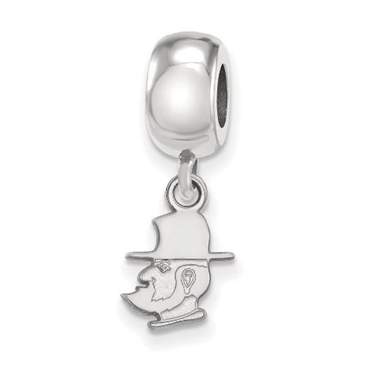 Sterling Silver Rhodium-plated LogoArt Appalachian State University Mountaineer Extra Small Dangle Bead Charm