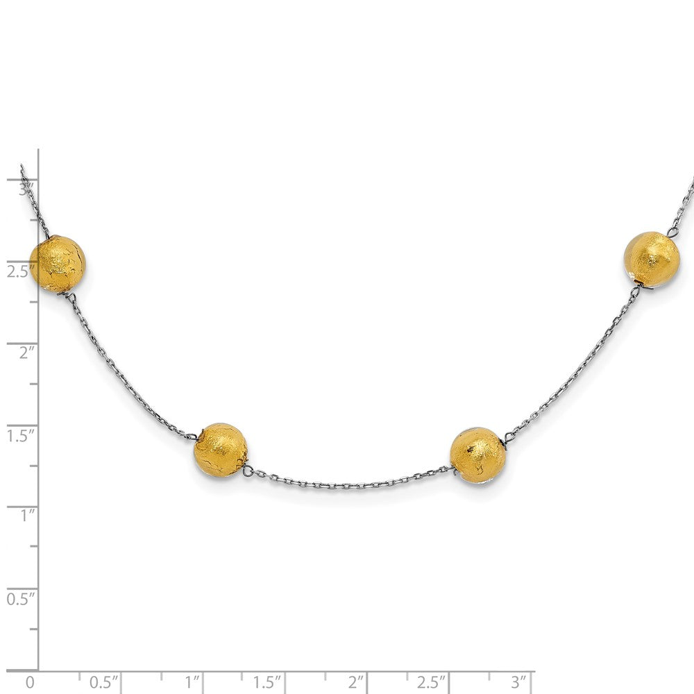 14k White Gold Murano Glass Beaded w/ 1.5in ext Necklace