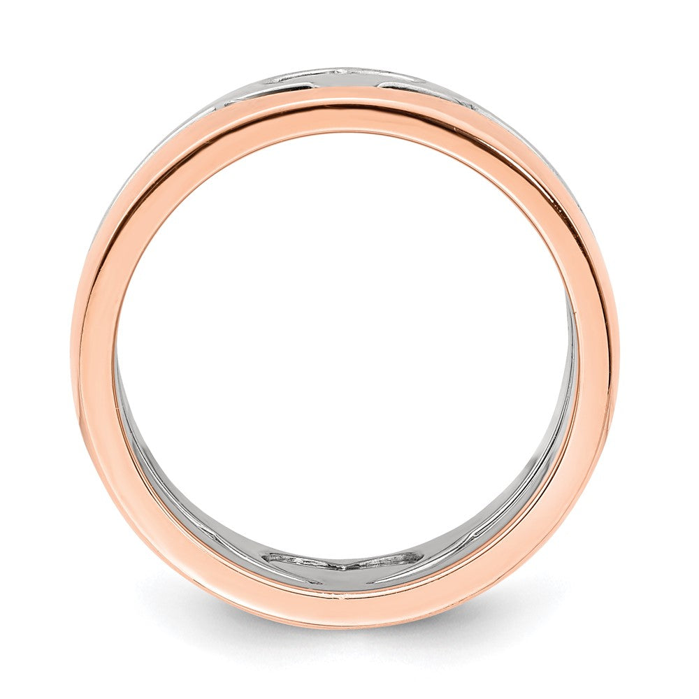 Sterling Silver Rose-tone Double Heart Ring