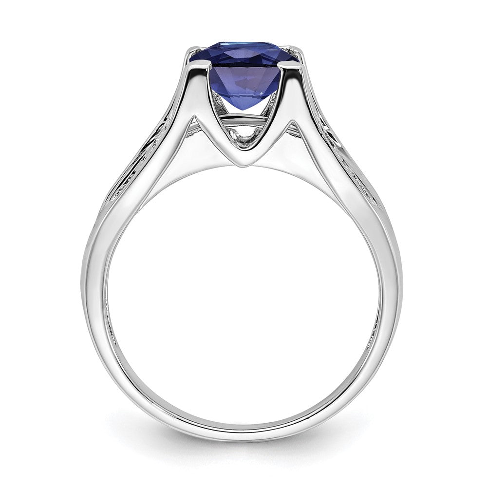 Sterling Silver CR Sapphire & Diamond Ring