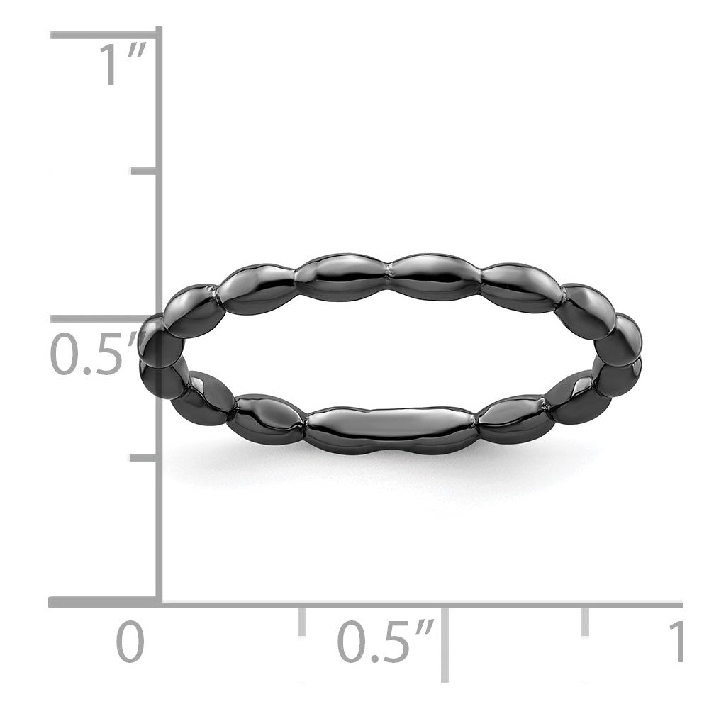 Sterling Silver Stackable Expressions Black-plated Rice Ring Size -8