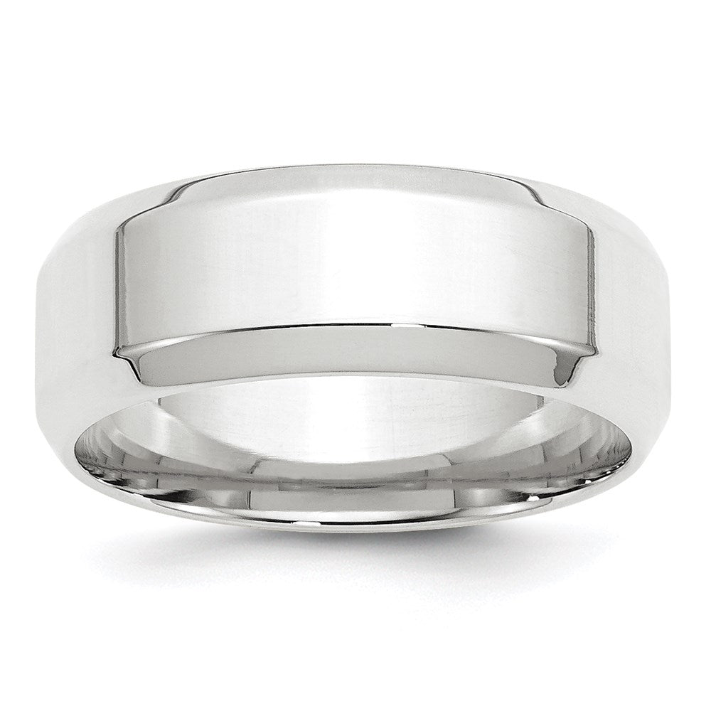 10k White Gold 8mm Beveled Edge Comfort Fit Wedding Band Size 12