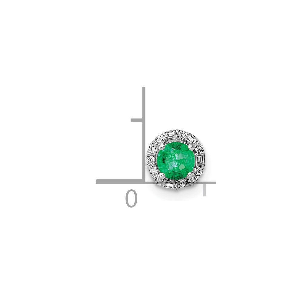 14k White Gold Halo 1/20ct. Diamond and Emerald Chain Slide