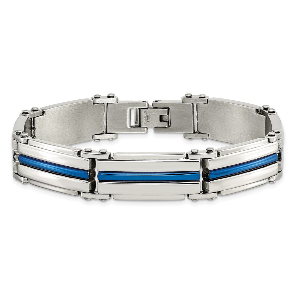 Stainless Steel Polished Blue IP-plated 8.5in Bracelet 8.5 inches