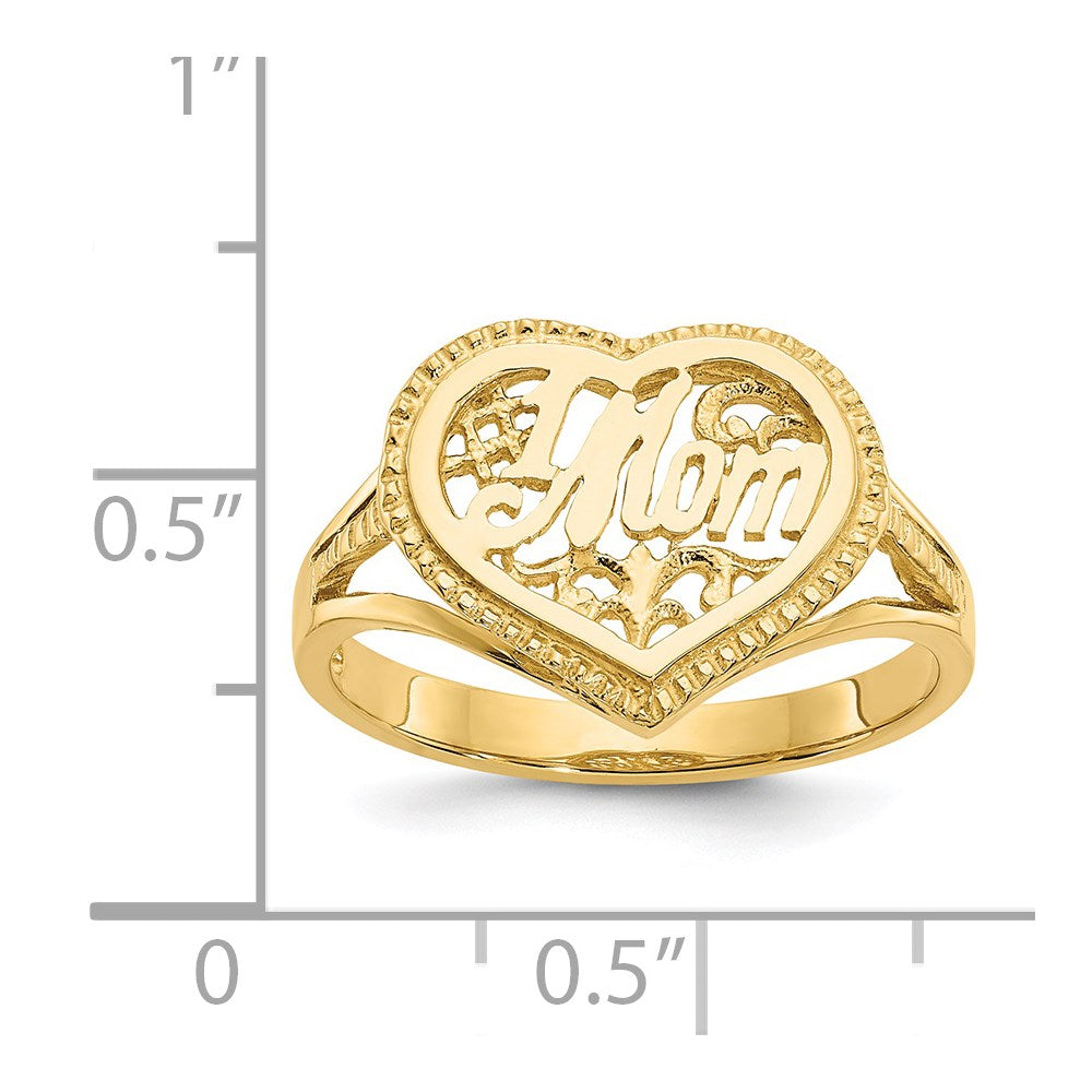 14k #1 Mom in Heart Ring Size 7
