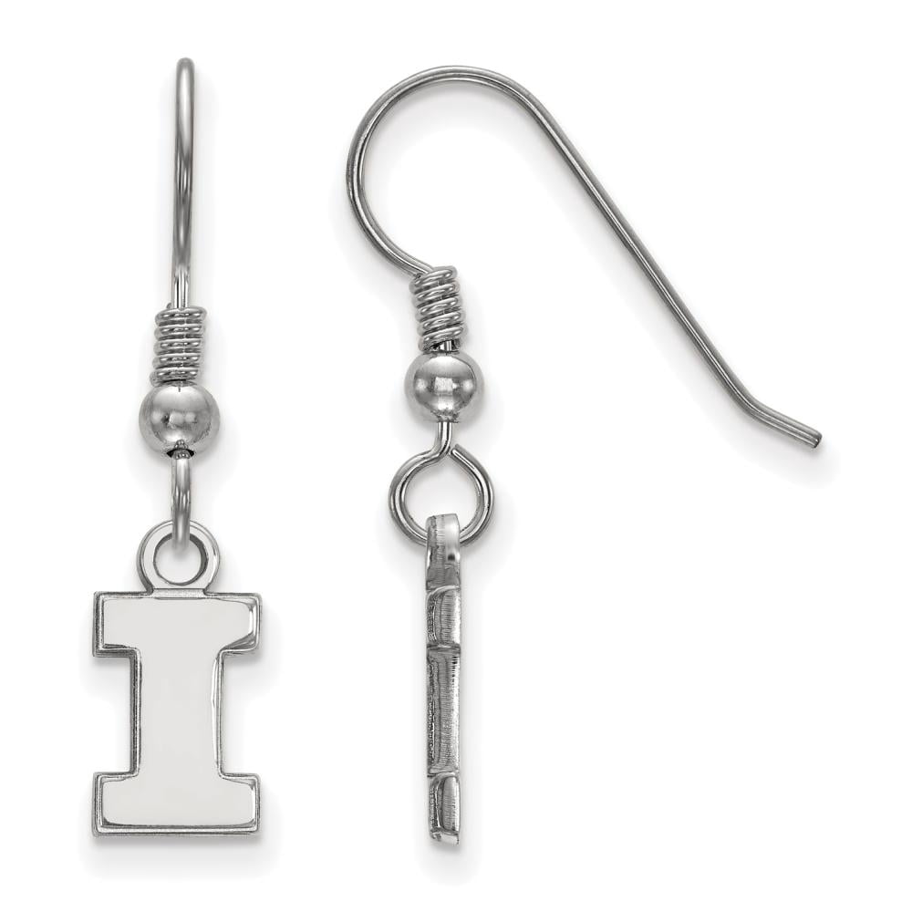 Sterling Silver LogoArt Official Licensed Collegiate University of Illinois (UI) XS Dangle Earrings