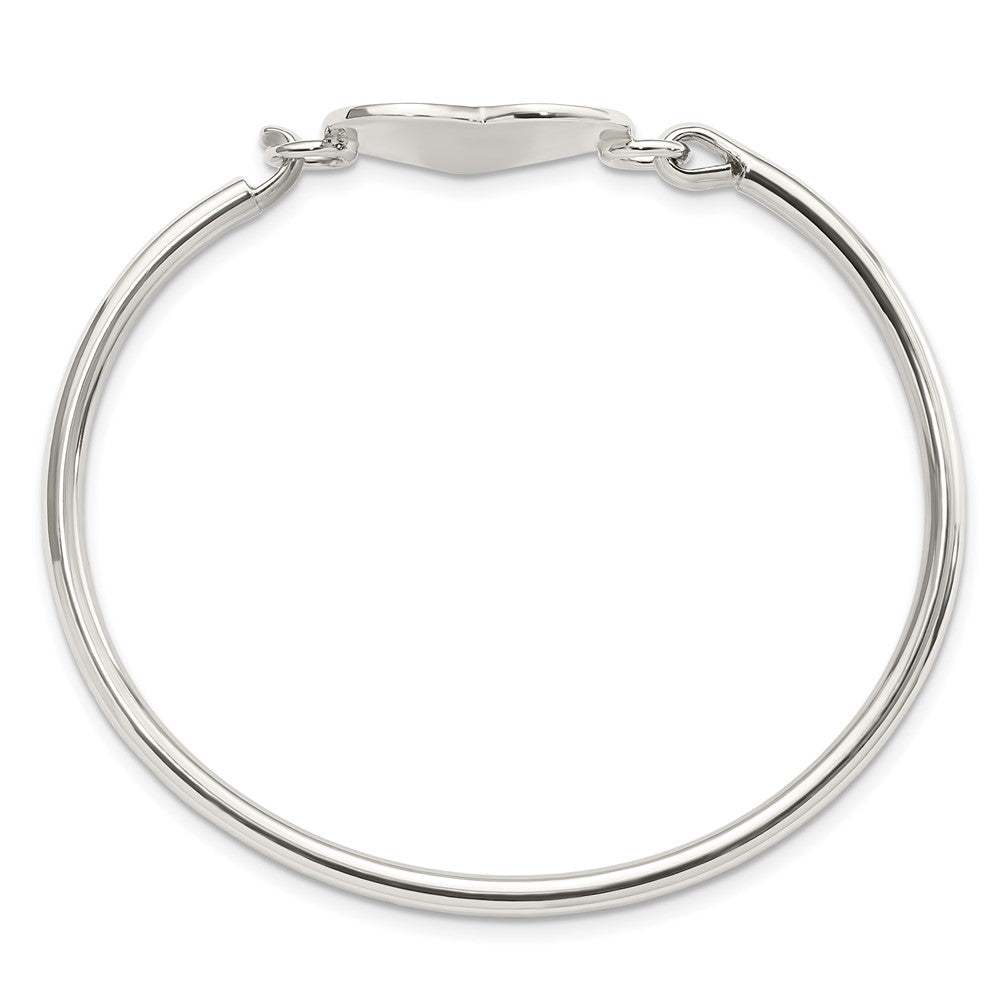 Sterling Silver Polished Engravable Heart Bangle 7 inches