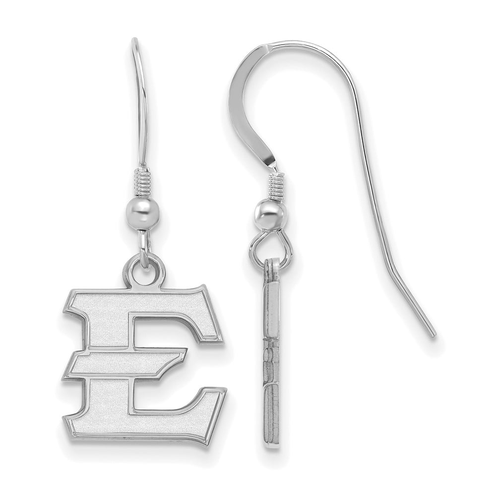 Sterling Silver Rhodium-plated LogoArt East Tennessee State University Letter E Small Dangle Wire Earrings QSS006ETS