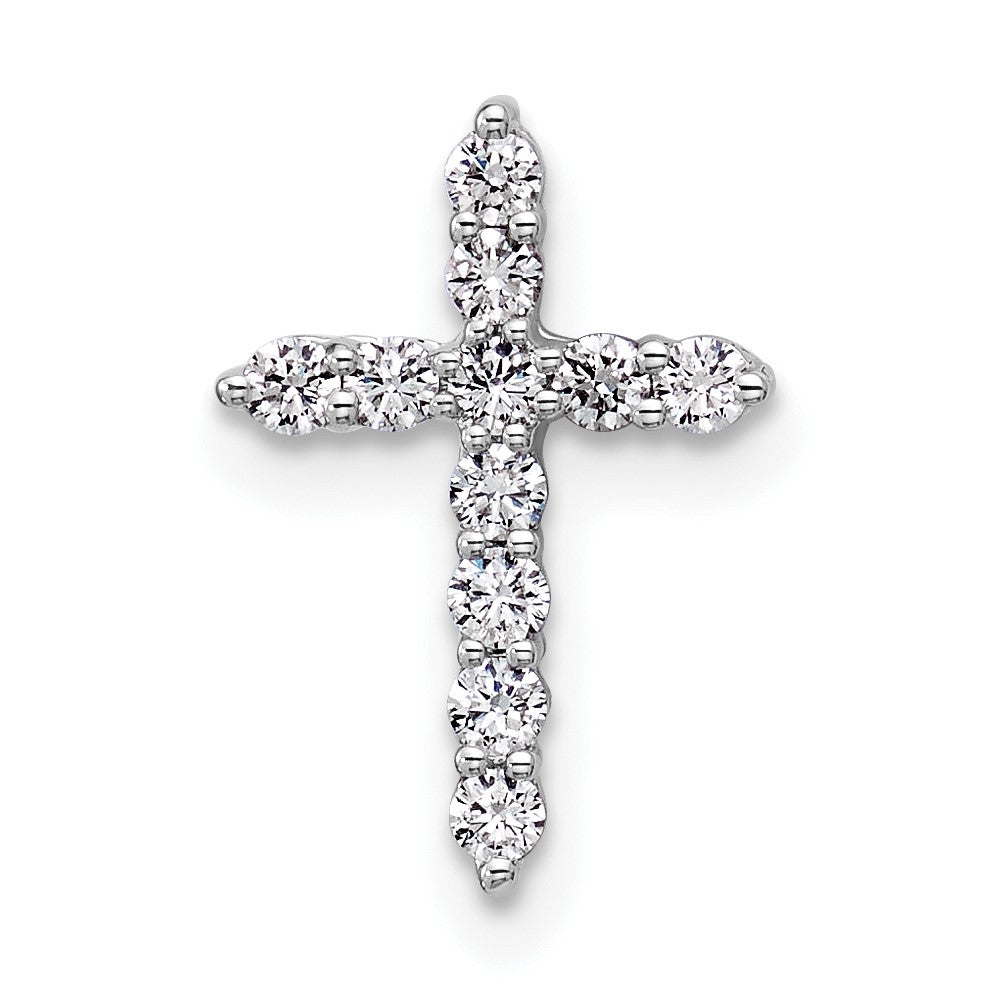 14k White Gold 1/4 carat Lab Grown Diamond VS/SI+ G+ Cross Chain Slide Pendant