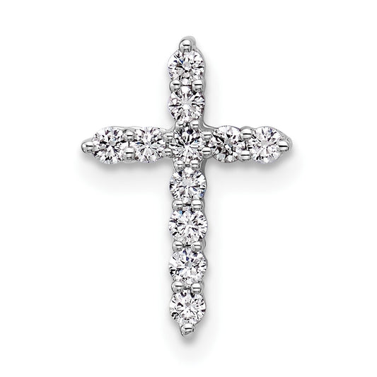 14k White Gold 1/4 carat Lab Grown Diamond VS/SI+ G+ Cross Chain Slide Pendant