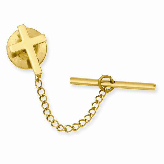Kelly Waters Gold-plated Polished Cross Tie Tac QKW565