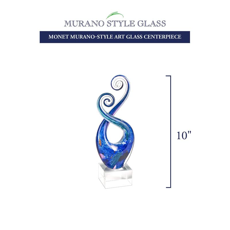 Badash - Monet Murano Style Art Glass Swirl Centerpiece on Crystal Base 10"