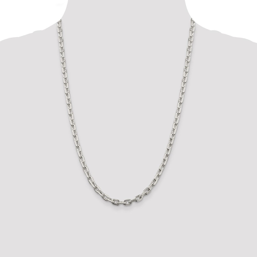 Sterling Silver 5.4mm Beveled Oval Cable Chain 24 Inches