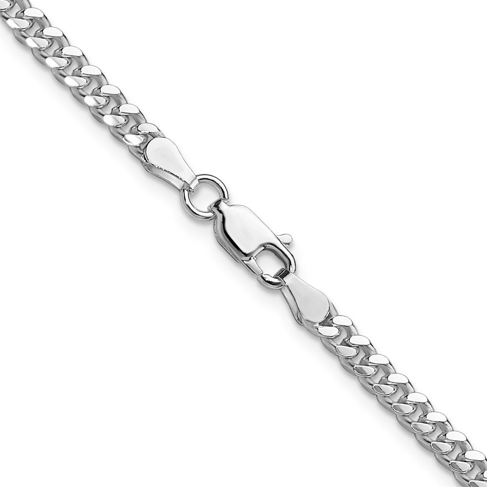 Sterling Silver Rhodium-plated 3.25mm Domed Curb Chain 20 Inches