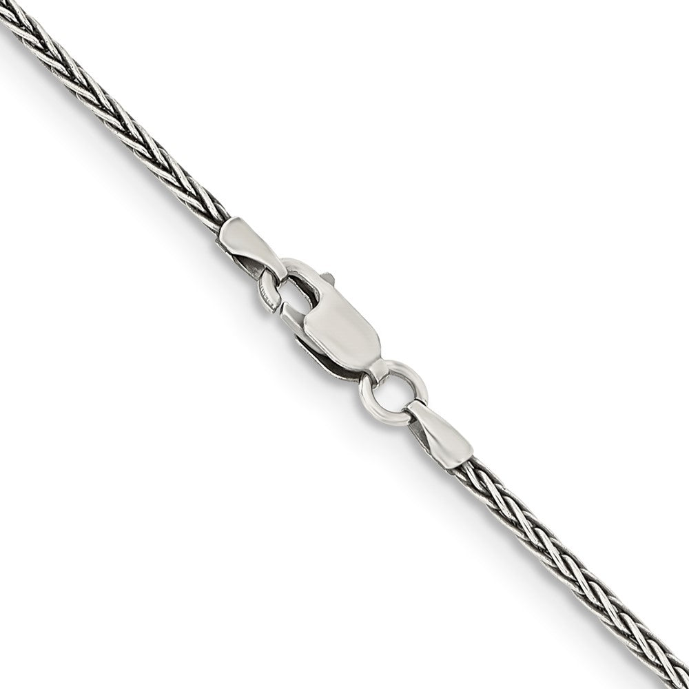 Sterling Silver Antiqued 1.6mm Solid Square Spiga Chain 22 Inches