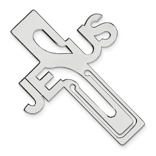 Sterling Silver Rhodium-plated Jesus Cross Bookmark QQ589