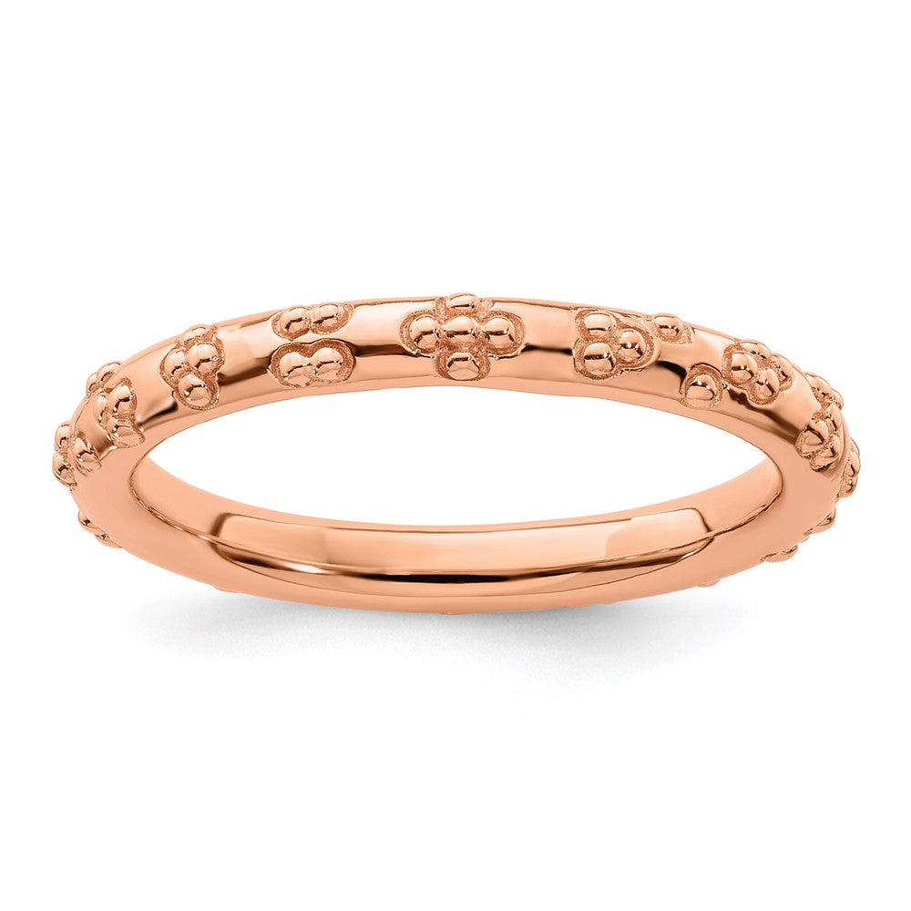 Sterling Silver Stackable Expressions Pink-plated Textured Ring Size -9