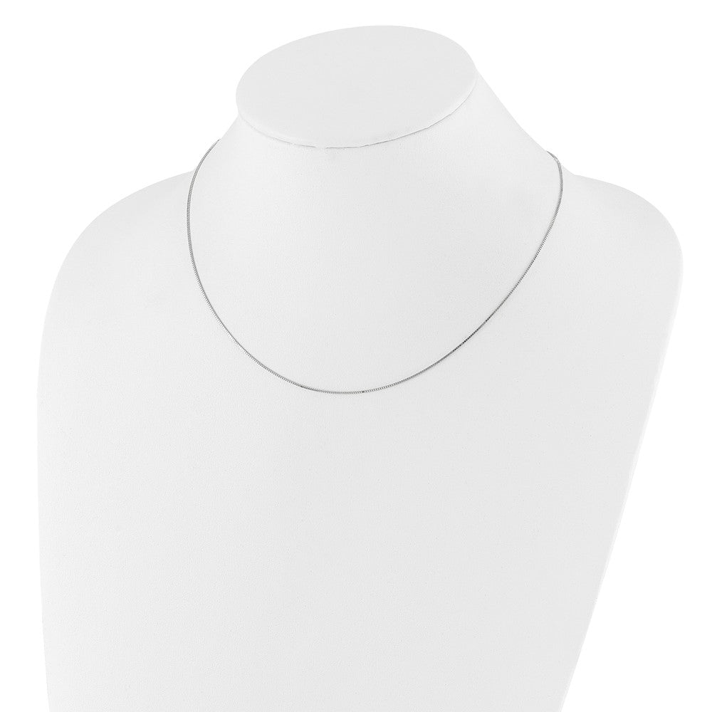 10k White Gold .7mm Box 1in+1in Adjustable Chain Adjustable