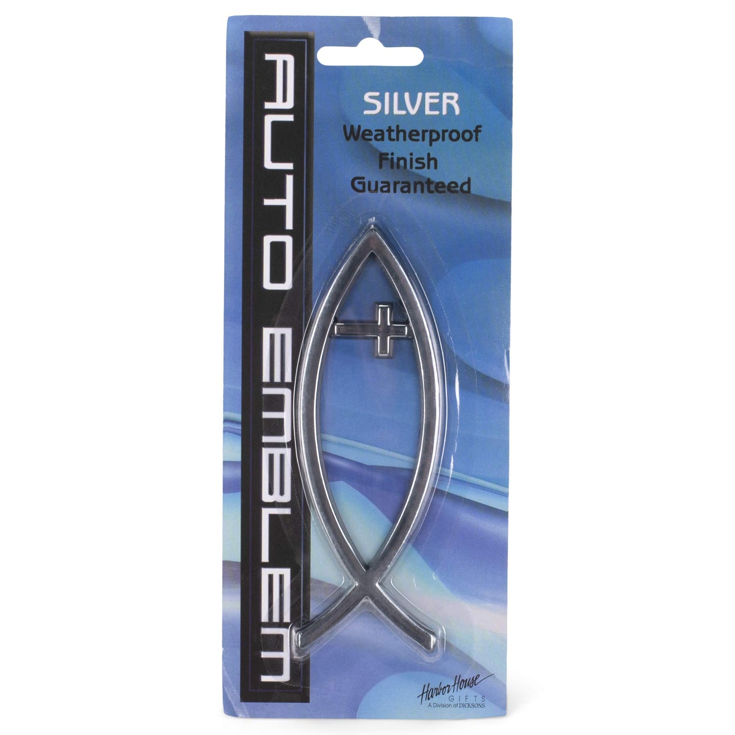 Dicksons Inc AE-105-S Auto Emblem Silver in Cross Fish - Pack of 6