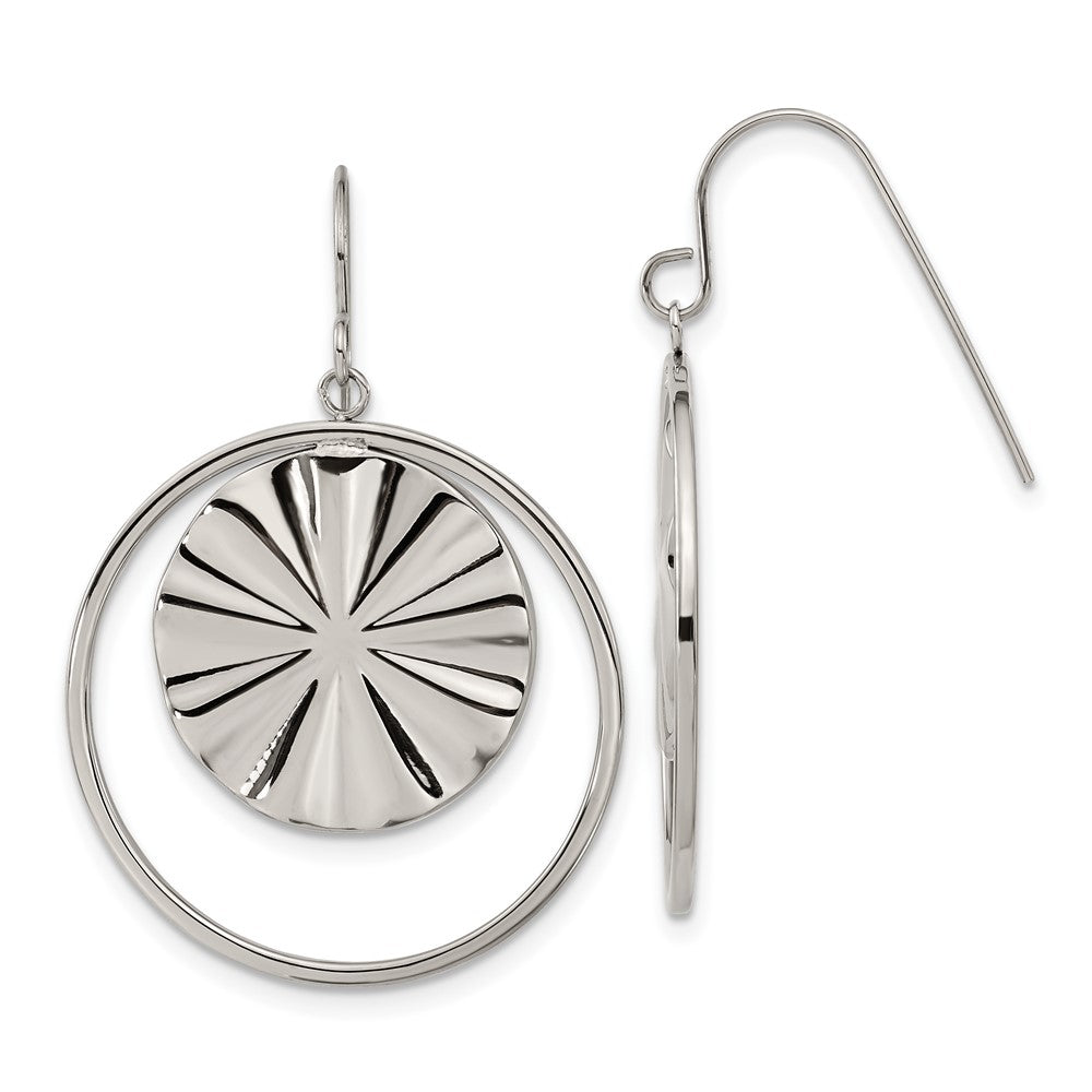 Stainless Steel Polished Shepherd Hook Dangle Earrings
