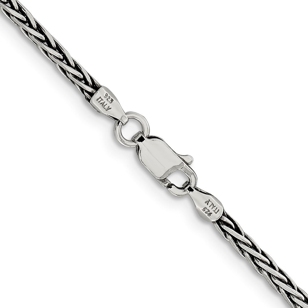 Sterling Silver Antiqued 2.2mm Solid Square Spiga Chain 24 Inches