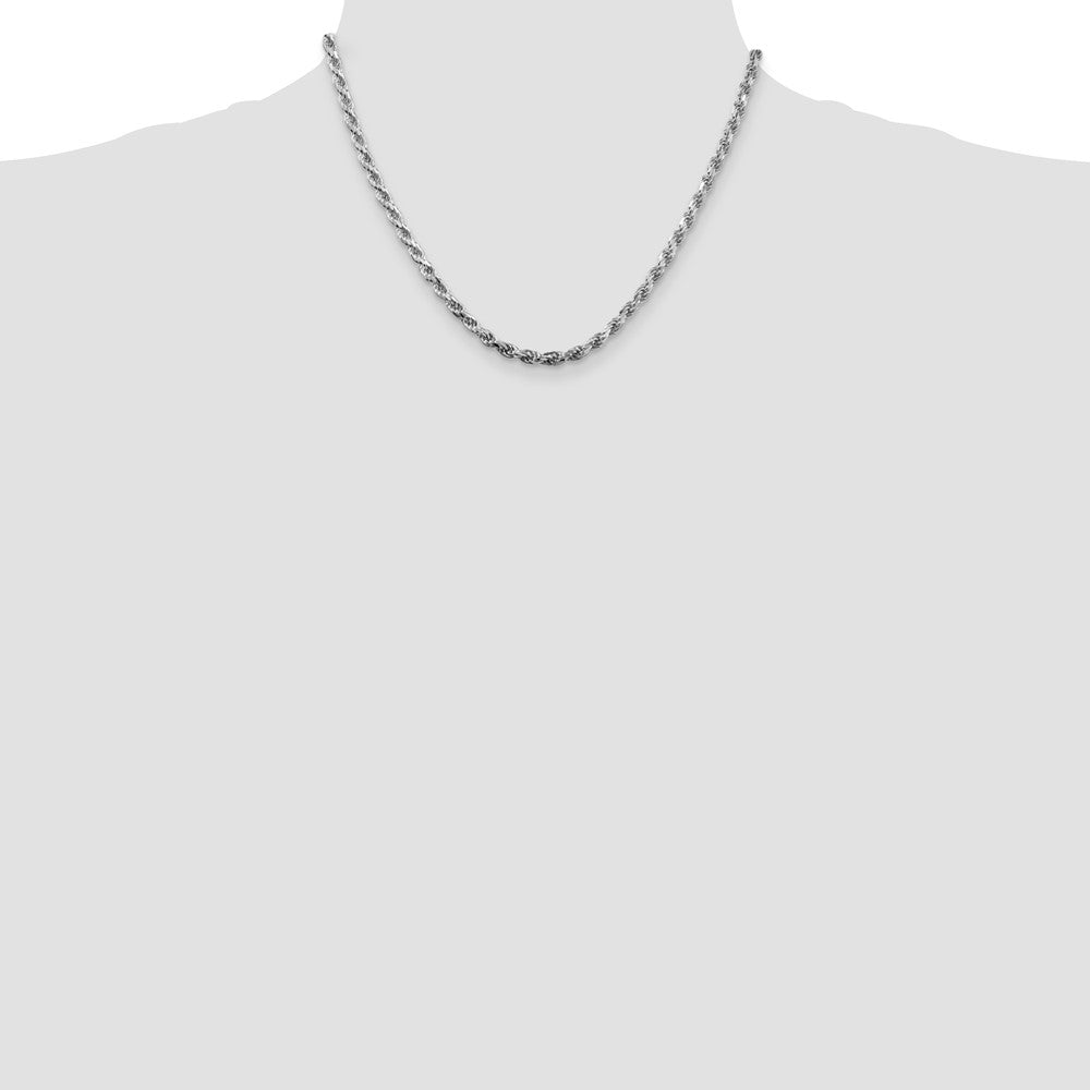 Sterling Silver Rhodium-plated 3.75mm Diamond-cut Rope Chain 18 Inches