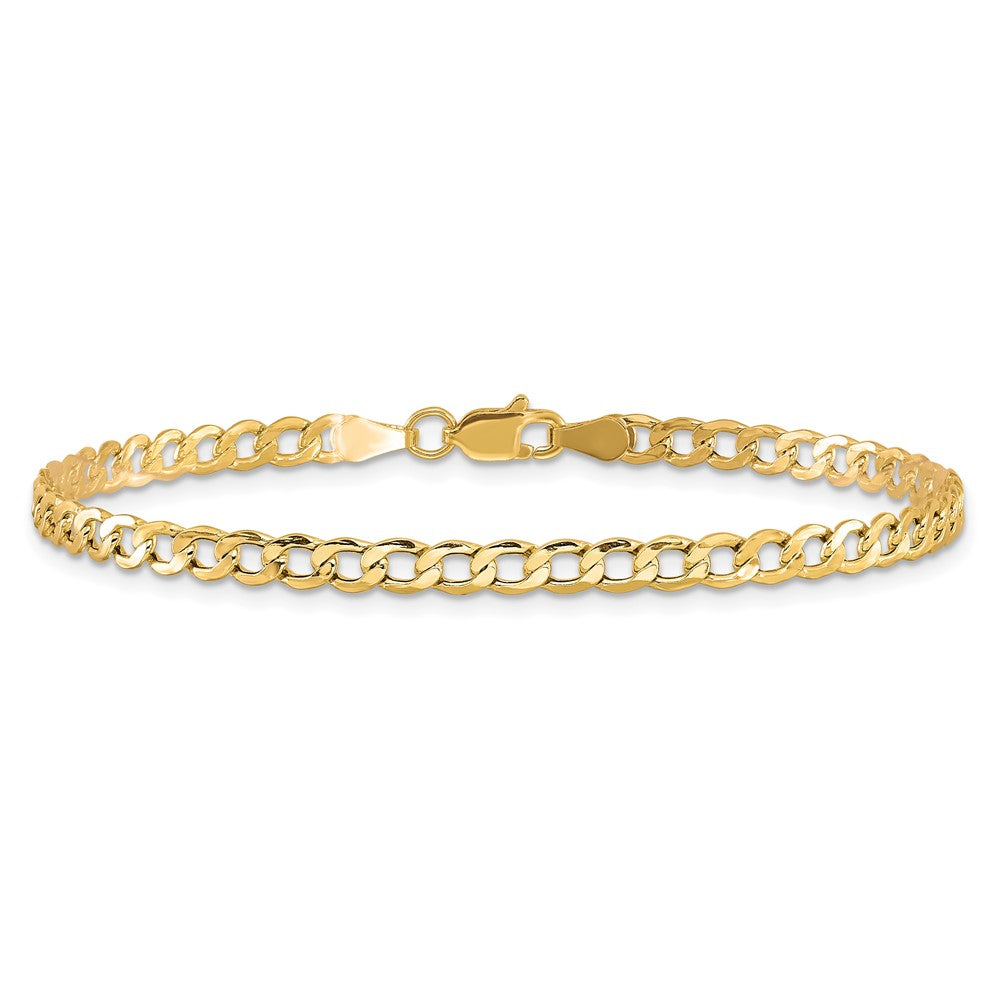 10k 3.35mm CUT Semi-Solid Curb  Length = 5.75 Inch Lobster Clasp