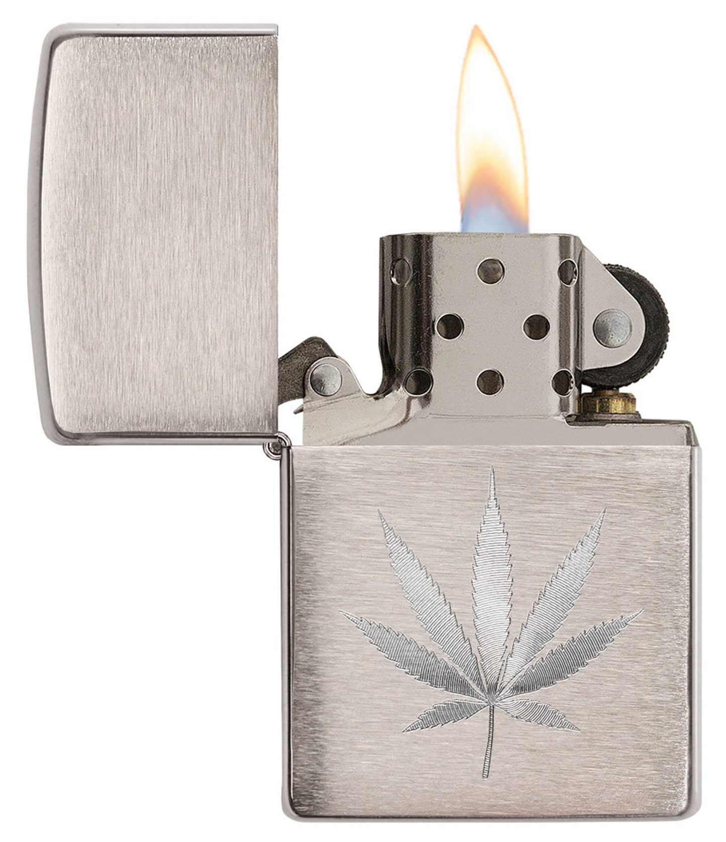 Zippo Brushed Chrome Leaf Pocket Lighter