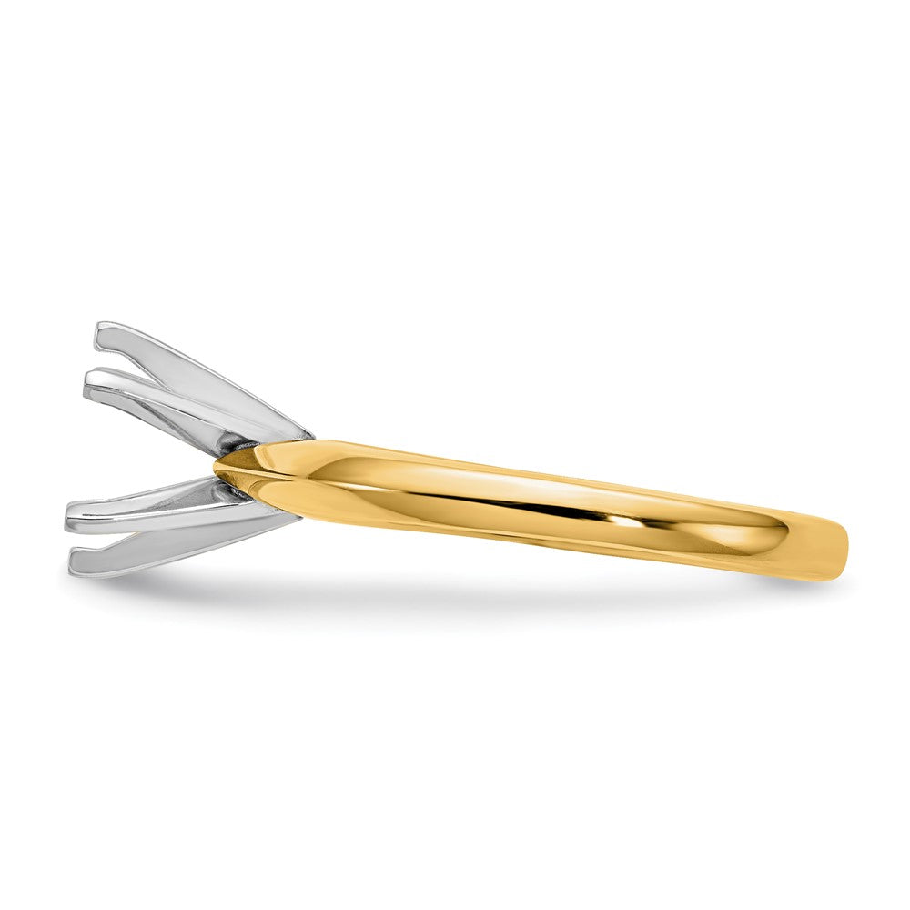 14k Two-Tone 3/4 carat Medium-Weight Knife Edge/Half-Round 6-Prong Round Solitaire Ring Mounting