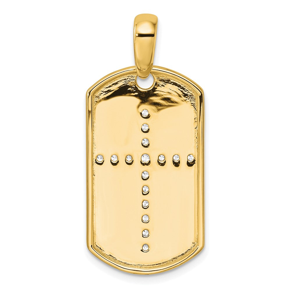True Origin 14K Yellow Gold Men's 1/2 carat Lab Grown Diamond VS+ F+ Complete Cross Dog Tag Pendant