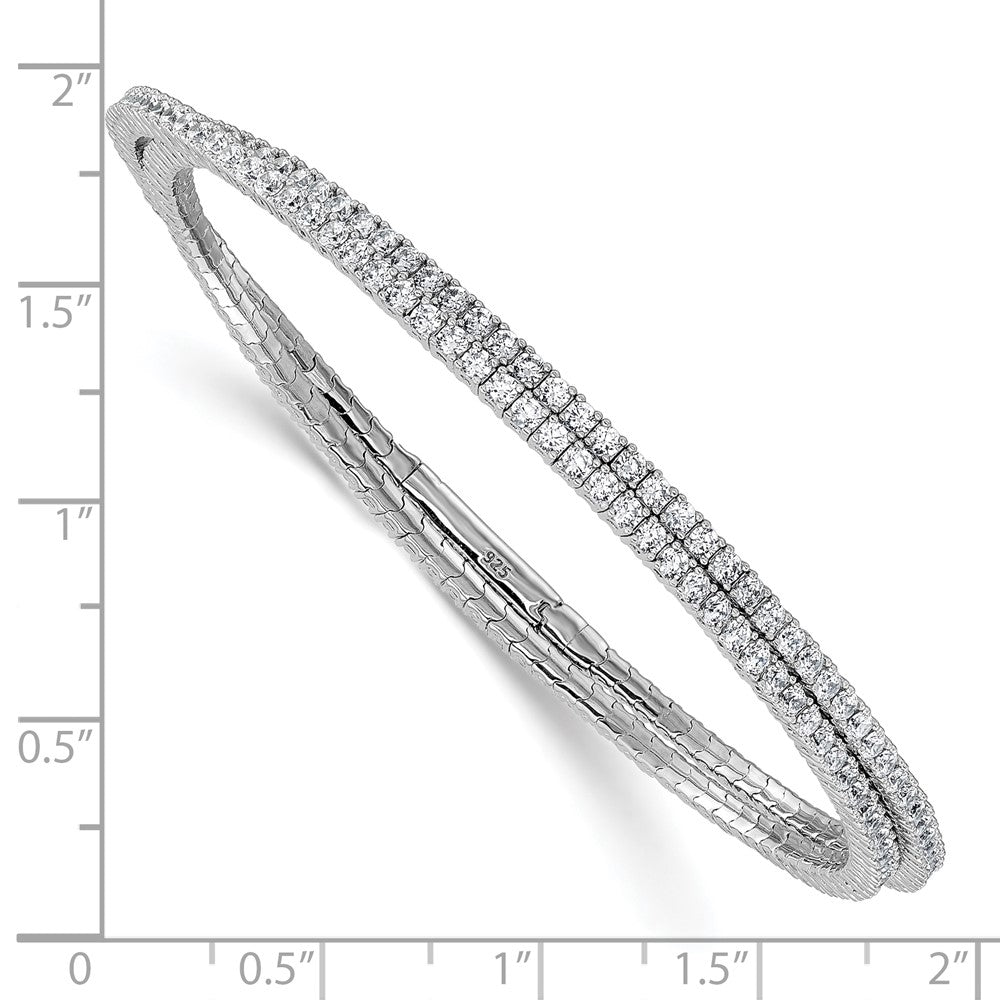 Sterling Shimmer Sterling Silver Rhodium-plated 1.75mm CZ 192 Stone Wrap Bracelet 7 inches
