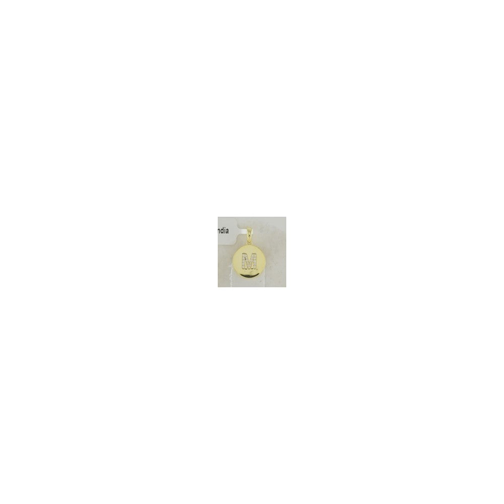 10k Yellow gold Initial M Diamond Pendant RD: 8-0.004ct, 5-0.003ct, 8-0.005ct, Dia: S43