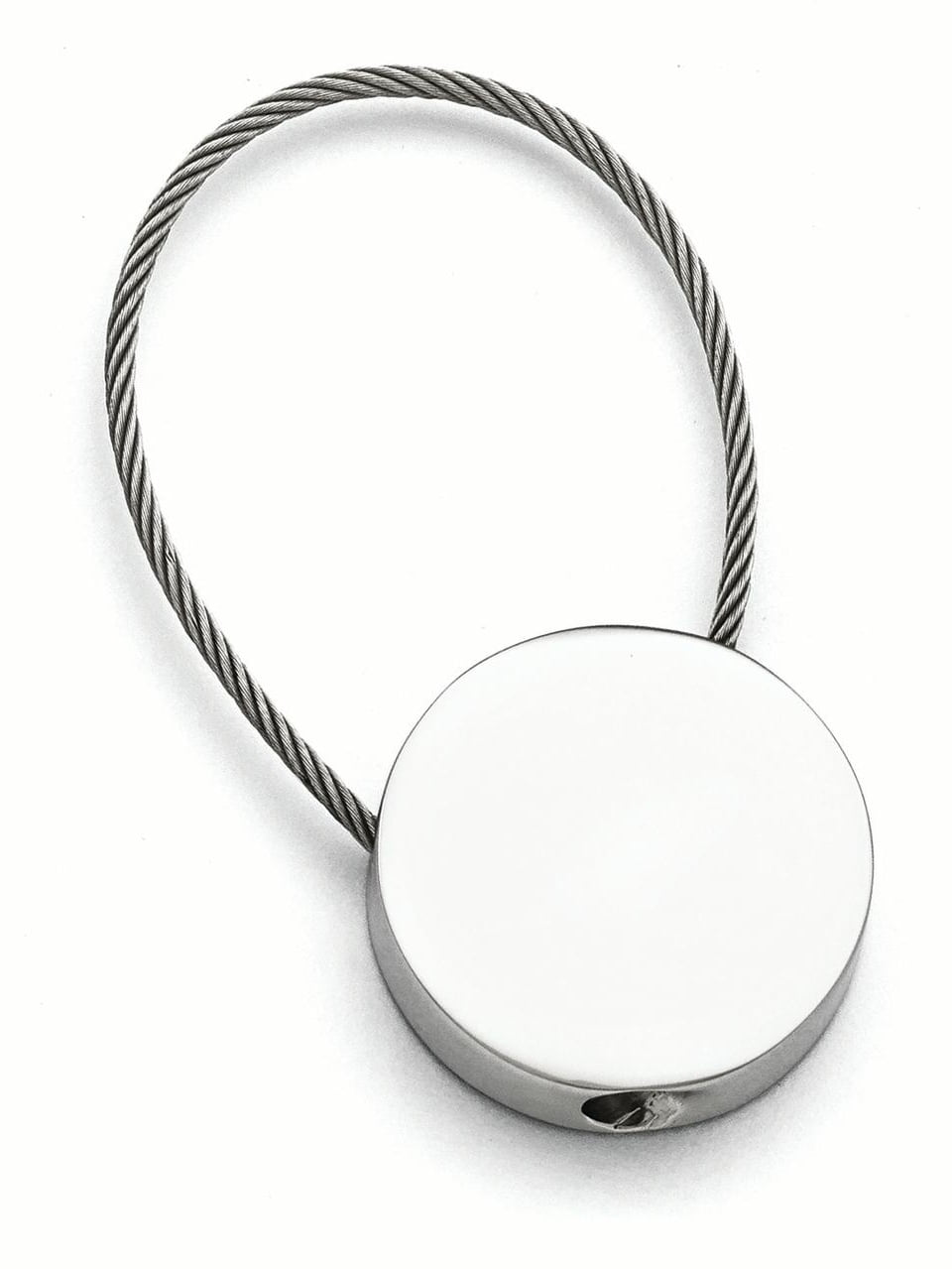 Stainless Steel Engravable Polished Cable Circle Key Ring Measures 54x21mm Wide - Jewelry for Men