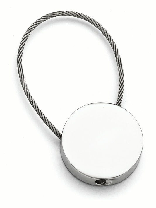 Stainless Steel Engravable Polished Cable Circle Key Ring Measures 54x21mm Wide - Jewelry for Men