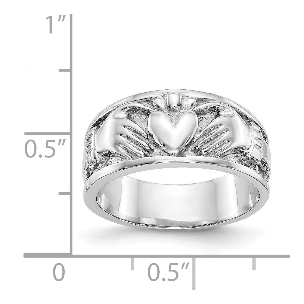 14k White Gold Claddagh Band Size 6