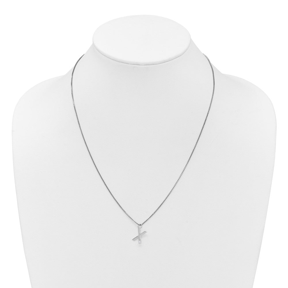 White Ice Sterling Silver Rhodium-plated 18 inch Diamond Letter X Initial Necklace plus 2 inch Extender 18 Inches