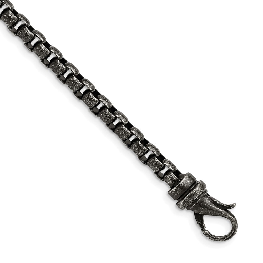 Stainless Steel Antiqued Box Chain 8.5in Bracelet 8.5 inches