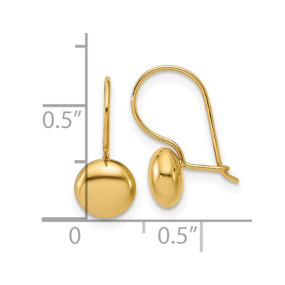 14K Polished Drop Button Earrings