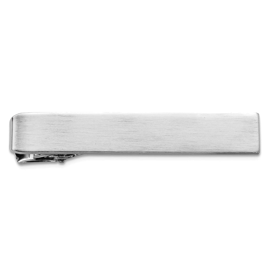 Solid Engravable (front only) Rhodium Plated Satin Tie Bar 53x9mm Wide-Tie Clip for Men