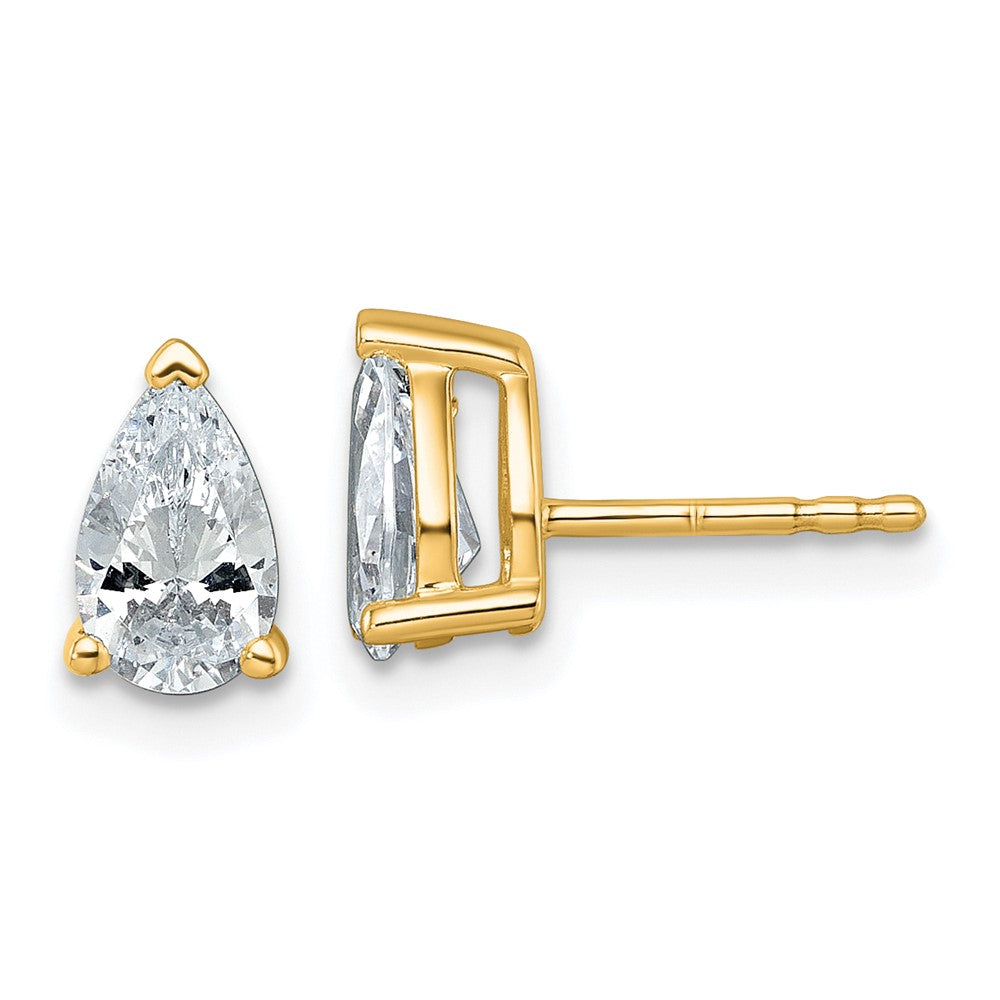 14k Yellow Gold 1 1/2 ctw Lab Grown Diamond VS/SI+ G+ Pear 4 Prong Heavy Wt. Stud Earrings
