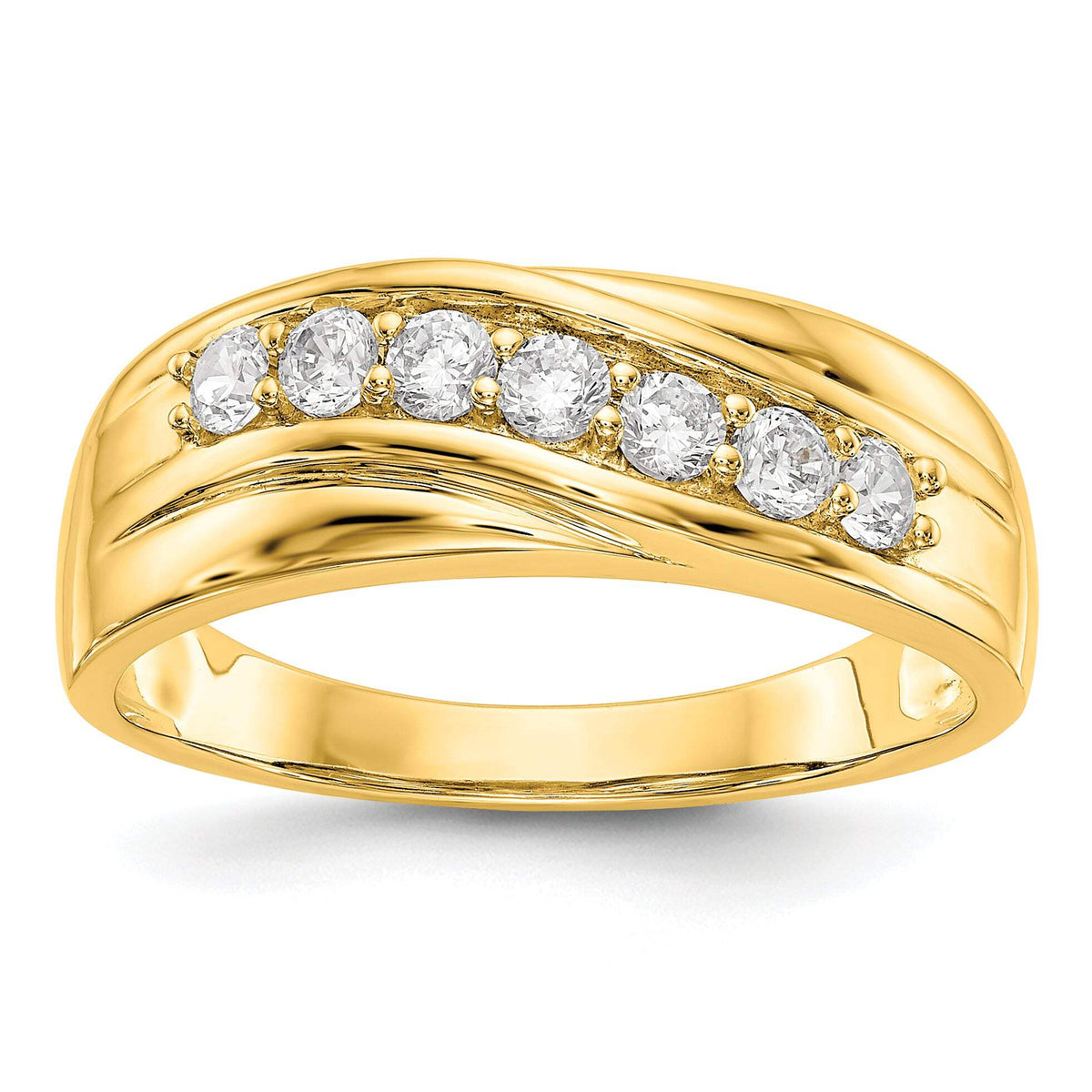 14k 1/2 carat Lab Grown Diamond VS/SI+ G+ Seven Stone Complete Men's Ring