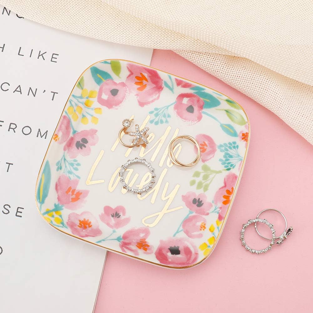 Hello Lovely Ceramic Trinket Plate and Decorative Jewelry Dish