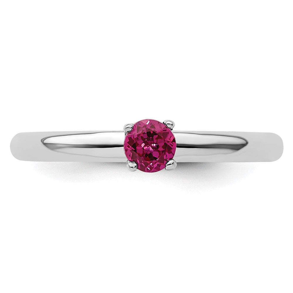 Sterling Silver Stackable Expressions Rhodium Cr. Ruby Ring