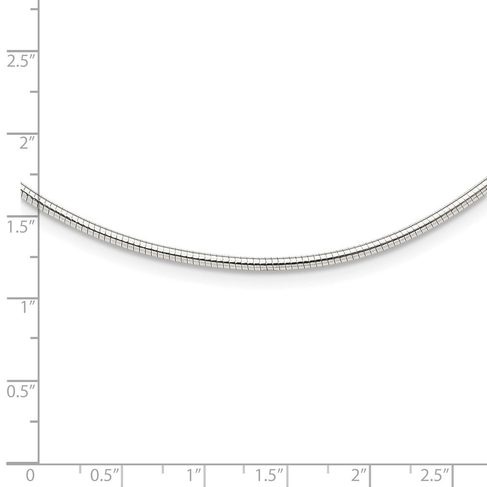 Sterling Silver Round 2mm w/2in. Ext Neckwire Chain 16 Inches